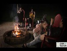Submissive Girl Hazel Paige Enjoys A Cum Smore As The Domthenation Gang Hangs By The Fire (Lydia Black,  Charlotte Sartre)