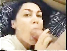 Beautiful Brunette Jerking A Dick Until The Cum Is In Her Mouth