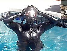 Gasmask Woman In The Pool