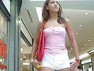 Incredible Girl Shopping In Tight Short Shorts