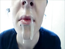 Beatiful Girl With Tons Of Snot All Over Her Mouth