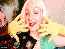 Sexually Blonde Milf - Blogger Arya - Teasing With Yellow Latex Household Gloves (Fetish)