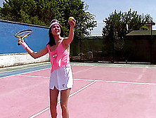 Sporty Girl Drops Her Tennis Racket To Play With Her Cunt