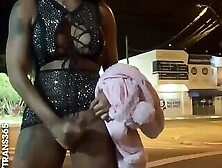 Brazilian Shemale Cums On Public Street