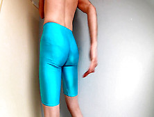 Greased Up Bum In Tight Lycra Then Rip Through For Explosive Jizm