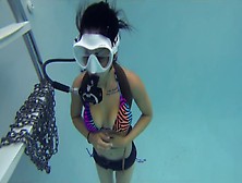 Scuba In Pool With Flooded Mask