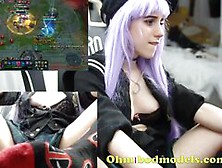 Sexy Gamer Playing League Of Legends With Toy In Her Cunt
