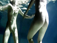 Lesbos And Solo Femmes Make Out Underwater