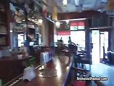 Hot Barkeeper Blows For Cash On Camera