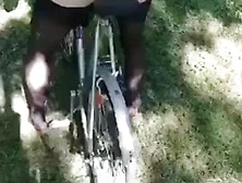 Horny Wife Fuck My Bike In The Backyard