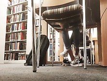 Kinky Voyeur Is Secretly Filming Girl's Feet In The Library