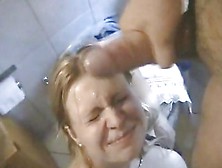 Luscious Amateur Gets Her Face Drenched With Warm Cum