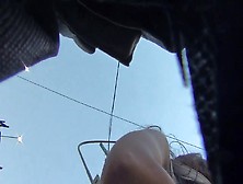 Upskirt Voyeur Bending Over With Tiny Lace Thong