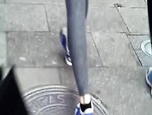 Teen In Leggings On Candid Footage