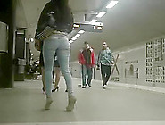 Perfect Girl In High Heels Waits For Train