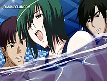 Anime – Three Horny Studs Fucking A Cute Hentai Babe Under Water