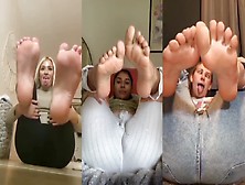 Three Silly Girls Exposing Their Beautiful Feet And Toes
