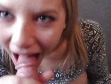 Young Blond Girl Makes A Dude Very Happy With Her Mouth