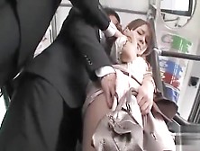 Japanese Cutie In Skirt And Pantyhose Groped On Train