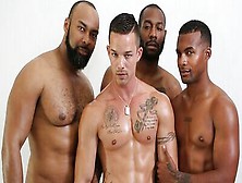 Three Black Studs Are Destroying White Dude In Gay 4Some