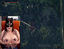 Busty Big Breasted Woman Streamer Unbuttons Her Top After Every Fail!