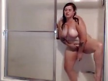 Bbw Fucks Herself Hard While Standing In Shower