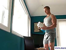 Muscular Hunk Strokes His Thick Cock