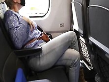 Freaky Cougar Get Her Crossed Legs Orgasm On A Train