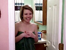 Cute Blonde Babe Masturbates In The Shower