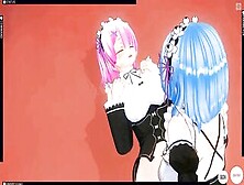3D Animated Rem And Ram From Animated Re:zero Cum Together