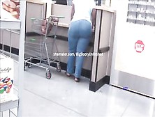 Big Booty Mature Ebony In Blue Jeans Candid