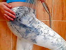 (Thejeansgetwet) Nicky The Jet Of Water On Her Wet Jeans Pussy