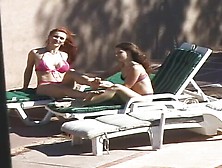 Poolside Double Penetration Session For Three Gorgeous Pussy Eating Lesbians