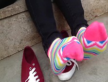 Colorful Sock Toe Wiggle