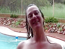 Mature Wife Swims Naked And Gets Fucked Outside By Pool