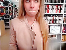 Young Blonde Show Tits In Library On Webcam