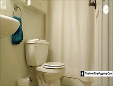 Skinny School Girl Pooping In Toilet