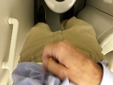 Business Husband Touches Himself And Jerks Off In The Bathroom On A Plane To Amsterdam (Almost Caught)
