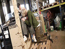 German Skater Couple With Quicky In The Warehouse