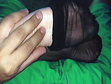 Removing Stockings Before Footfuck
