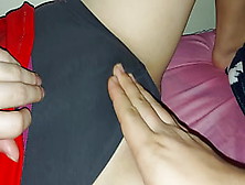 In My Sister's Room She Makes Her Pantyhose On Her Side And Shows Her Cunt
