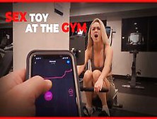 Sexy Girl Working Out With Remote Control Sex Toy In Public Gym