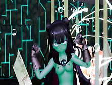 Kancolle Light Cruiser Demon Hentai Nude Dance Monster Girl Mmd 3D Dark Green Body Color Edit Smixix