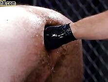 Hairyass Jock In Leather Harness Assfisted In Greedy Asshole