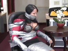 Gina Rae Michaels Duct Taped Wrapped Gagged In Chair