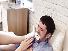Submissive Guy Licks Dirty Socks And Feet Of That Dominant Girl