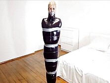 Hot Blonde Bound And Tape Gagged,  Wrapped 1