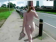 Very Nervous Louise Walks Naked Along A Busy Road