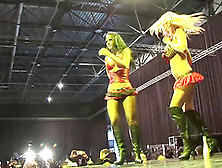Extreme Hot Threesome Reality Sex Show On Public Sex Fair Show Stage