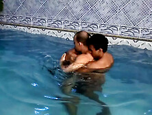 Wild Gay Threesome In The Pool